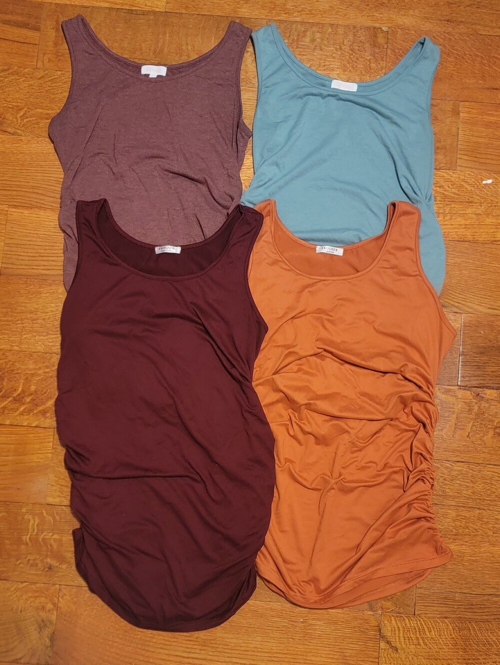 Maternity Tank Top Lot Size M/L | Sleeveless Ruched Tops Neutral Colors